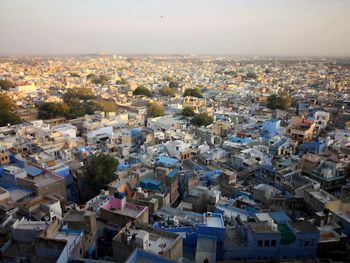 High angle view of townscape against sky