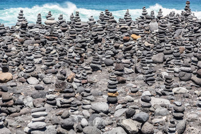 Close-up of pebbles on beach