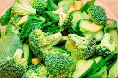 High angle view of chopped vegetables