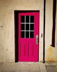 Closed door of building