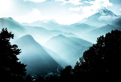 Scenic view of mountains against sky