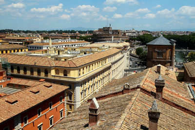 High angle view of townscape against sky