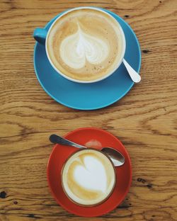 Close-up of cappuccino on table