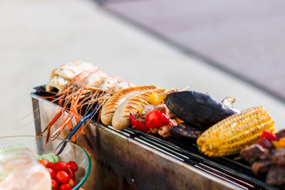 Close-up of food and bbq menu