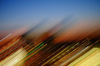 Close-up of light trails against sky