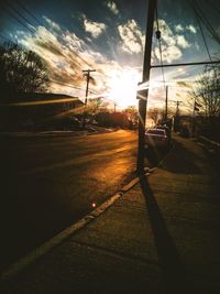 View of street at sunset