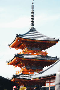 Low angle view of pagoda against sky