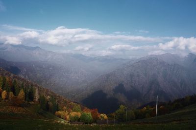 Scenic view of mountains against sky