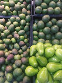 High angle view of fruits for sale at market stall