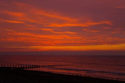 Scenic view of sea at sunset