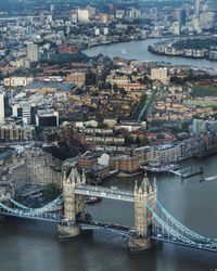 Tower bridge over thames river in city