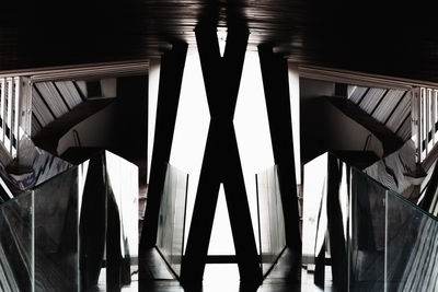 Low angle view of illuminated staircase in building