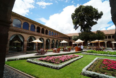 View of garden with building in background