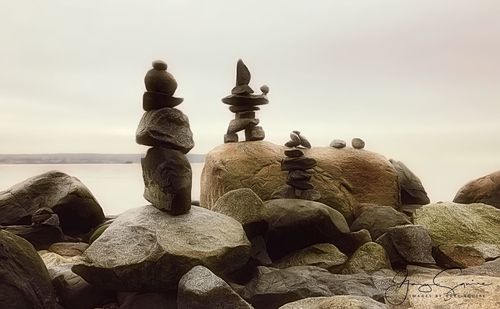 Stack of pebbles on beach