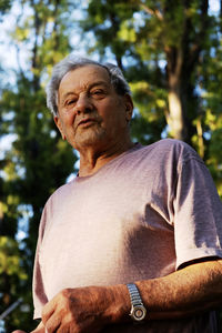 Low angle portrait of senior adult man