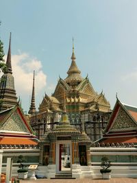 Low angle view of pagoda against sky