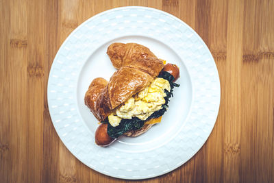 High angle view of breakfast served in plate