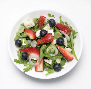 High angle view of salad served in bowl