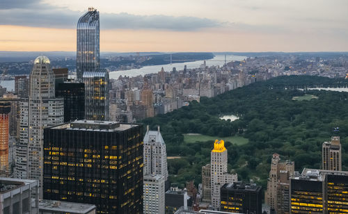 View of cityscape against sky during sunset