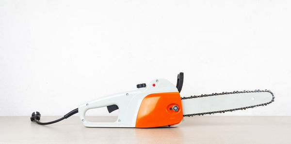 Close-up of toy car on white background