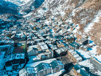 Aerial view on zermatt valley and matterhorn peak