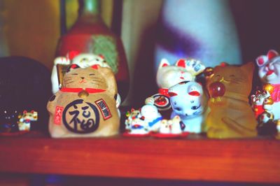 Close-up of toys on table