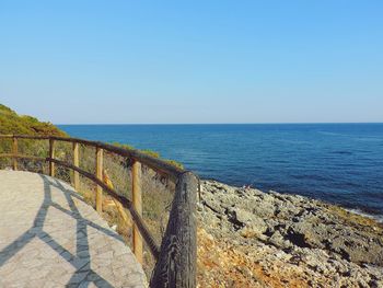 Scenic view of sea against clear sky