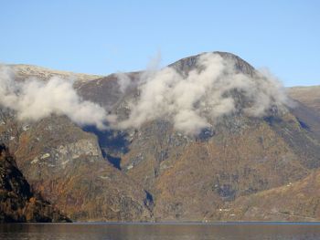 Scenic view of volcanic mountain against sky