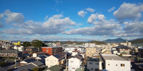 High angle view of townscape against sky