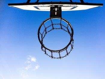 Low angle view of basketball hoop against sky