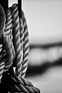 Close-up of rope tied to boat