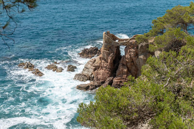 Scenic view of rocky beach