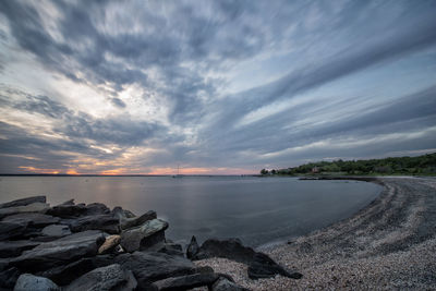 Scenic view of sea against sky during sunset