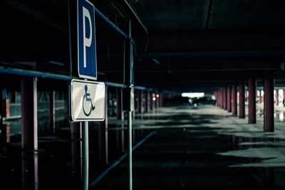 Parking sign at night