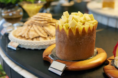 Close-up of dessert on table