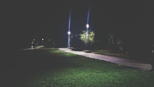 Illuminated lights at night