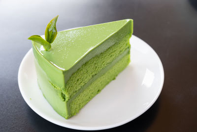 Close-up of dessert in plate on table