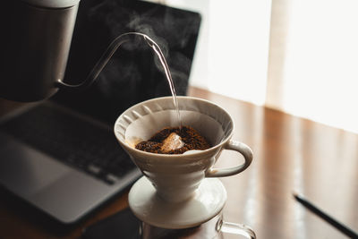 Close-up of coffee on table