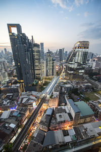 High angle view of cityscape against sky