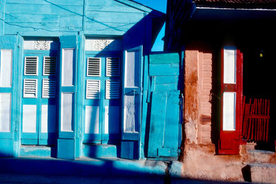 Closed door of building