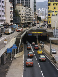 High angle view of traffic on city street