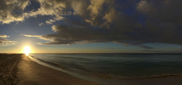 Scenic view of sea at sunset