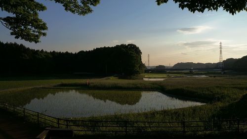 Scenic view of lake against sky