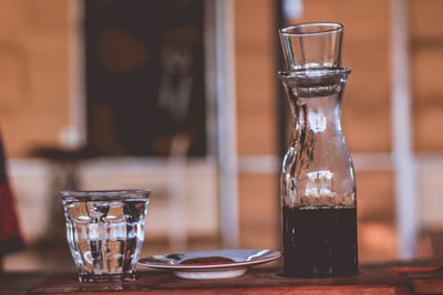 Close-up of wine glass on table