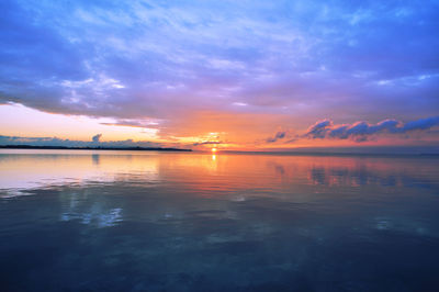 Scenic view of sunset over sea