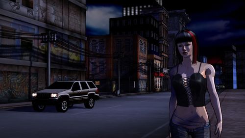 View of woman in city