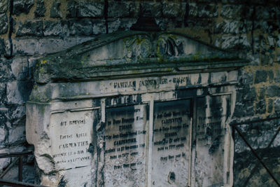 Low angle view of old building wall