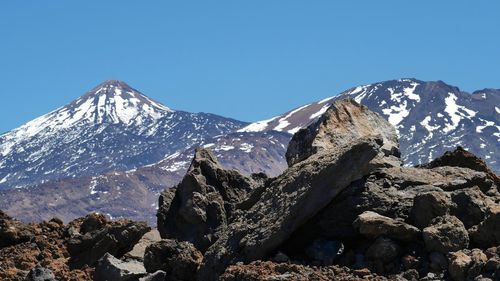 Scenic view of mountains against clear sky