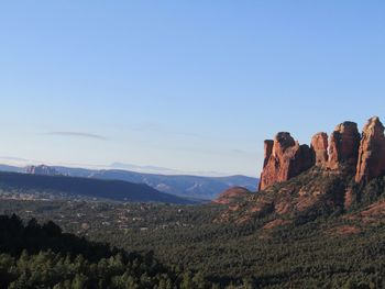 Scenic view of mountains against clear sky