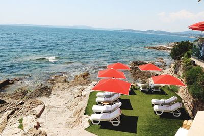 Scenic view of beach against sky